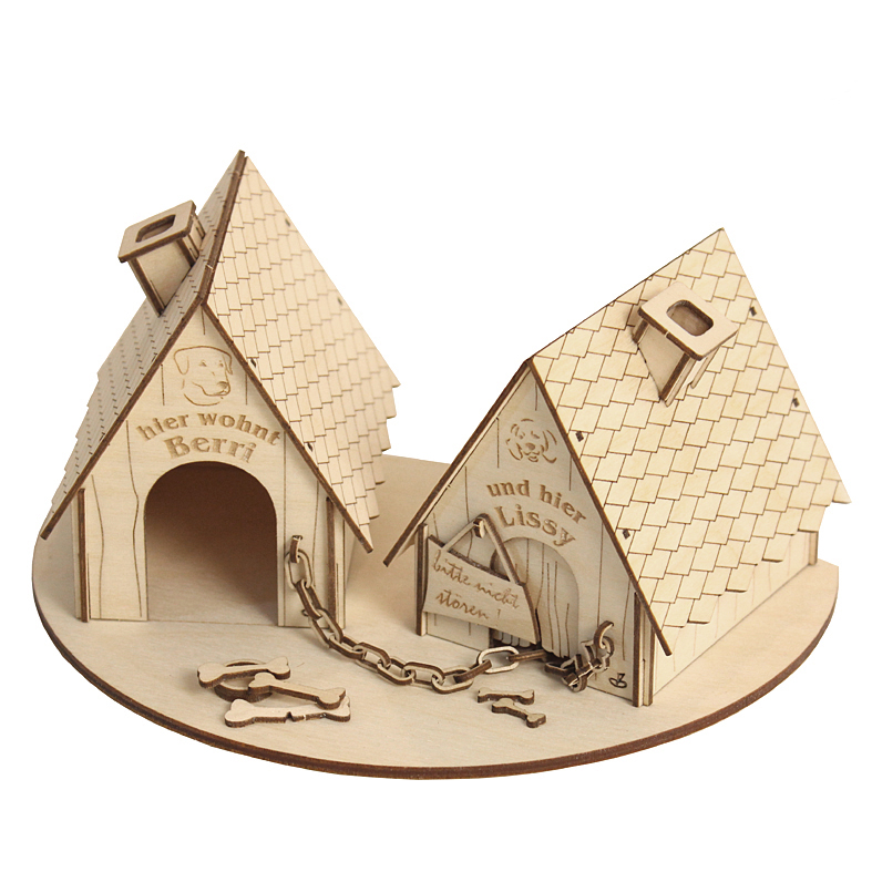 Räucherhaus Hundehütte für Zwei natur Erzgebirge Bastelset Hundehaus Holzkunst DAMASU basteln Hundehütte Holzbausatz selber machen erzgebirgische Wachhund Bausatz selber bauen Seiffen Bastelsatz Volkskunst Holzbastelset Kunstgewerbe