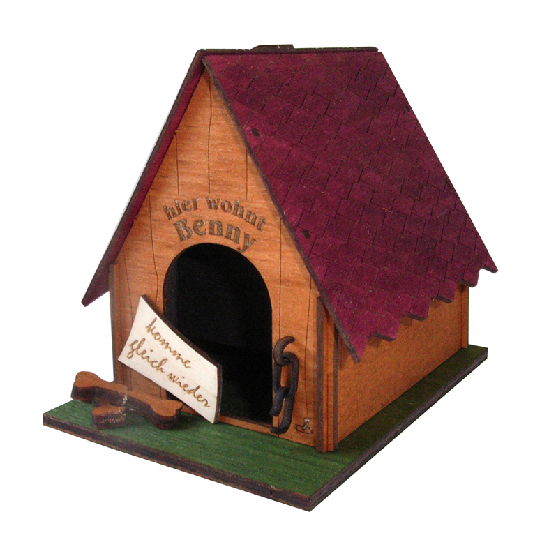 Holzkunst selber bauen basteln Bastelsatz erzgebirgische Holzbausatz DAMASU Seiffen Kunstgewerbe Bastelset Erzgebirge selber machen Hundehaus Hundehütte Volkskunst Holzbastelset Bausatz Wachhund 
