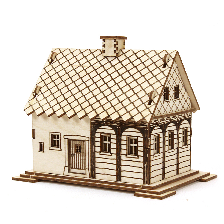 Räucherhaus kleines Umgebindehaus Volkskunst Kunstgewerbe basteln DAMASU Holzkunst Lichterhaus erzgebirgische Bastelsatz - Seiffen Modellhaus Rauchhaus Bausatz Bastelset Lausitzer Holzbastelset naturbelassen mit selber bauen selber machen Dorf Holzbausatz Erzgebirge Umgebindehaus