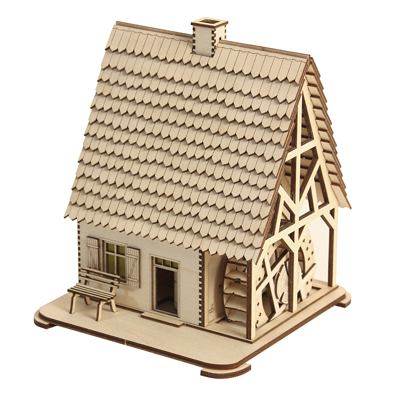 Räucherhaus Wassermühle natur Modellhaus Holzkunst Mühle Erzgebirge Bastelsatz Rauchhaus Holzbastelset Seiffen naturbelassen Bastelset Volkskunst Bausatz Wassermühle selber bauen Holzbausatz Kunstgewerbe basteln erzgebirgische DAMASU selber machen