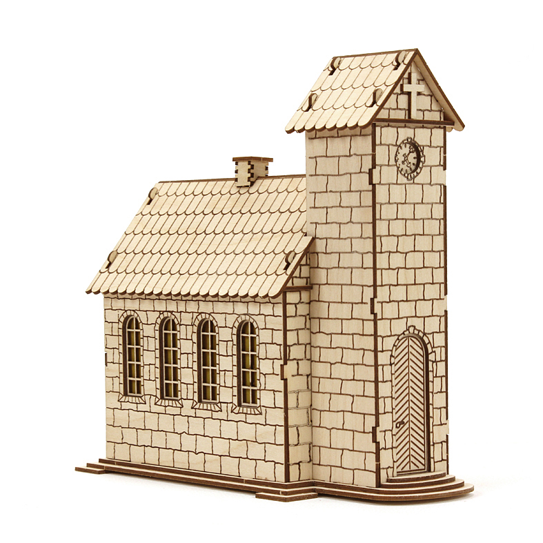 Räucherhaus Bergkirche Rauchhaus mit Bausatz Volkskunst Erzgebirge - selber bauen Holzbastelsatz Bastelset erzgebirgische Kunstgewerbe Bergkirche Holzbausatz Räucherhaus basteln Kirche Modellhaus Holzbastelset Seiffen DAMASU naturbelassen Bastelsatz Holzkunst selber machen