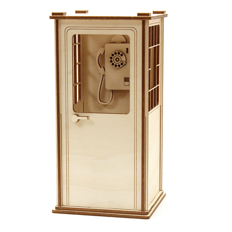 Räucherhaus Telefonzelle natur Bastelsatz basteln Rauchhaus gelb Telefonzelle selber machen Erzgebirge Bausatz Fernsprecher Räucherhaus Holzbastelset Holzkunst erzgebirgische Bastelset Holzbausatz Kunstgewerbe selber bauen Volkskunst DAMASU Seiffen