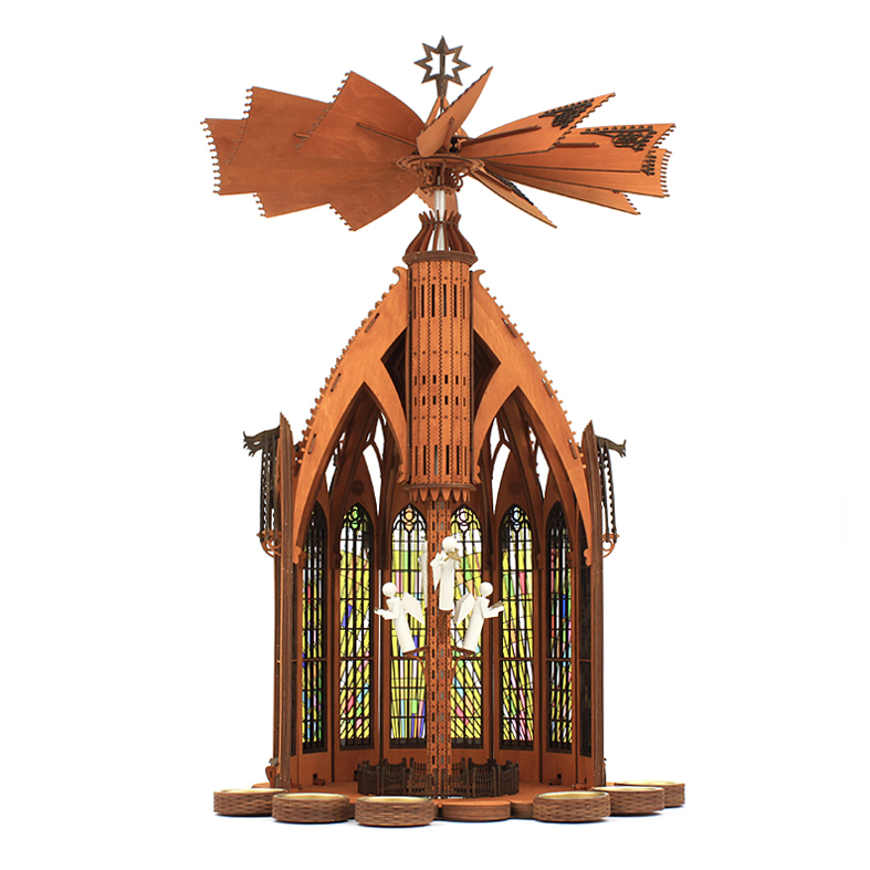 Bastelsatz der Erzgebirgspyramide gediegenen gotischen Kapelle Erzgebirge selber bauen Erzgebirgspyramide Bastelset Seiffen Holzkunst Diva Bausatz Kirchenpyramide Kunstgewerbe Bastelpyramide erzgebirgische Gotikpyramide Weihnachtspyramide Kapelle selber machen Holzbastelset Volkskunst DAMASU basteln Bastelsatz Holzbausatz -Pyramide Selbstbaupyramide Dompyramide Gothicpyramide