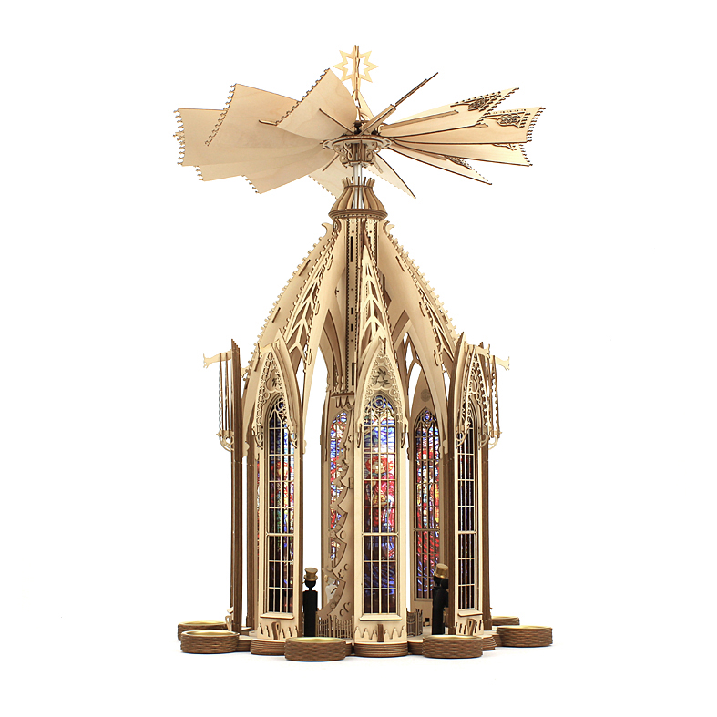 Bastelsatz der Weihnachtspyramide natürlichen gotischen Kapelle Gotikpyramide Kapelle Bastelset Kunstgewerbe Bausatz Kirchenpyramide basteln Diva Holzbastelset Weihnachtspyramide selber bauen -Pyramide selber machen Selbstbaupyramide Volkskunst Bastelpyramide Gothicpyramide Holzkunst erzgebirgische Dompyramide Holzbausatz DAMASU Erzgebirgspyramide Erzgebirge Bastelsatz Seiffen