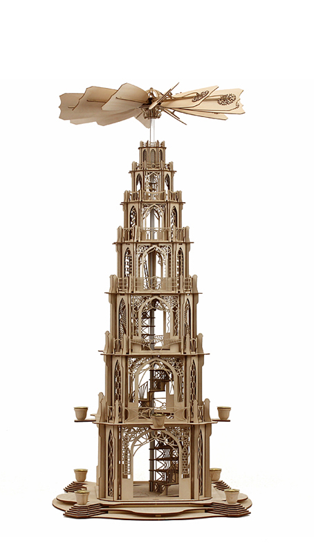 Bastelsatz große gotische Weihnachtspyramide 6 Etagen Wendeltreppe Gothicpyramide erzgebirgische Wendeltreppe Gotikpyramide Erzgebirge Kunstgewerbe selber bauen selber machen gotische Kirchenpyramide Volkskunst Bastelsatz Holzbastelset DAMASU basteln Holzkunst Weihnachtspyramide Bastelset Dompyramide Holzbausatz Pyramide Seiffen Bausatz
