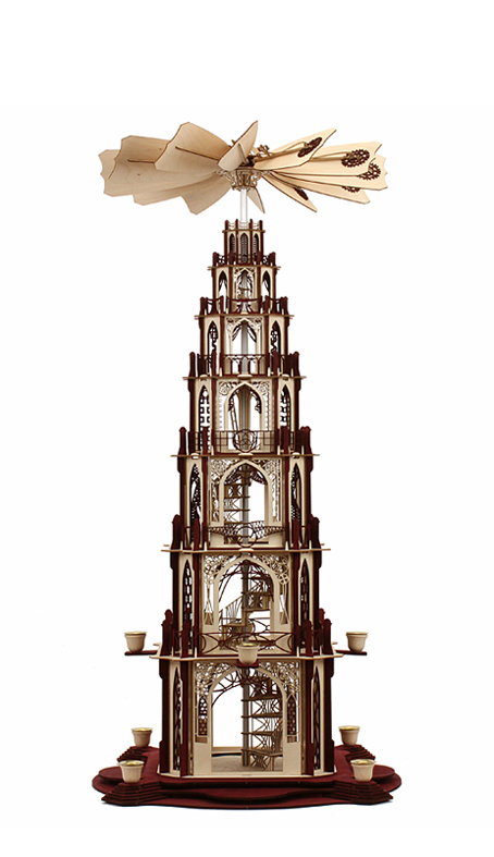 Bastelsatz große gotische Weihnachtspyramide 6 Etagen Wendeltreppe Bastelset Dompyramide selber machen Holzbausatz selber bauen Bastelsatz Kirchenpyramide Gothicpyramide Holzkunst Gotikpyramide Erzgebirge Pyramide erzgebirgische DAMASU Wendeltreppe Seiffen Kunstgewerbe Weihnachtspyramide Bausatz basteln Holzbastelset gotische Volkskunst