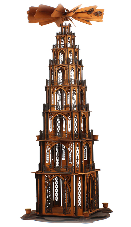 Bastelsatz große gotische Weihnachtspyramide 7 Etagen Pyramidenteller Gotikpyramide Bastelset DAMASU Holzbastelset Weihnachtspyramide erzgebirgische Kirchenpyramide selber machen Kunstgewerbe Wendeltreppe Bastelsatz Volkskunst selber bauen Gothicpyramide Seiffen Pyramide Bausatz basteln gotische Holzbausatz Holzkunst Dompyramide Erzgebirge