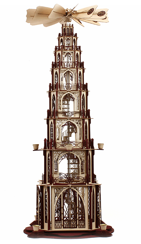 Bastelsatz große gotische Weihnachtspyramide 7 Etagen Wendeltreppe Bastelset Gothicpyramide Gotikpyramide Erzgebirge gotische Weihnachtspyramide Holzbausatz Kirchenpyramide Kunstgewerbe Seiffen Wendeltreppe basteln Volkskunst DAMASU Bausatz erzgebirgische Holzbastelset Holzkunst Bastelsatz selber machen Pyramide selber bauen Dompyramide