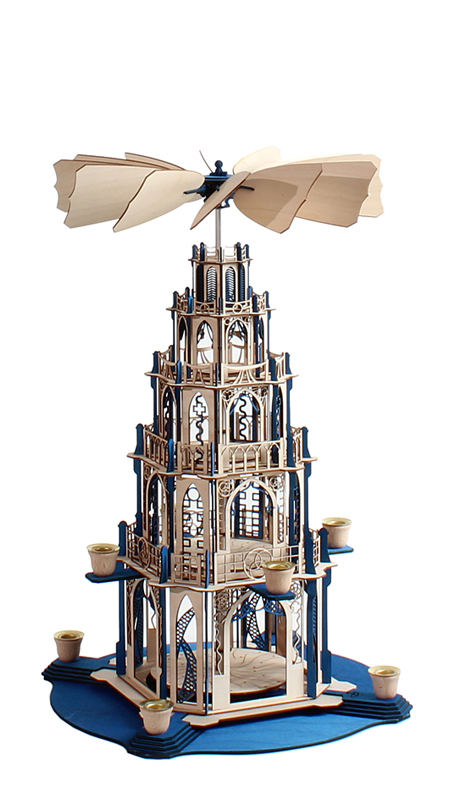 Bastelsatz gotische Weihnachtspyramide von DAMASU-Holzkunst Holzbastelset gotische Seiffen Gothicpyramide selber machen basteln Kunstgewerbe Holzbausatz erzgebirgische Bausatz Pyramide Bastelsatz Weihnachtspyramide Erzgebirge Wendeltreppe Gotikpyramide Bastelset Kirchenpyramide Volkskunst selber bauen Dompyramide DAMASU Holzkunst