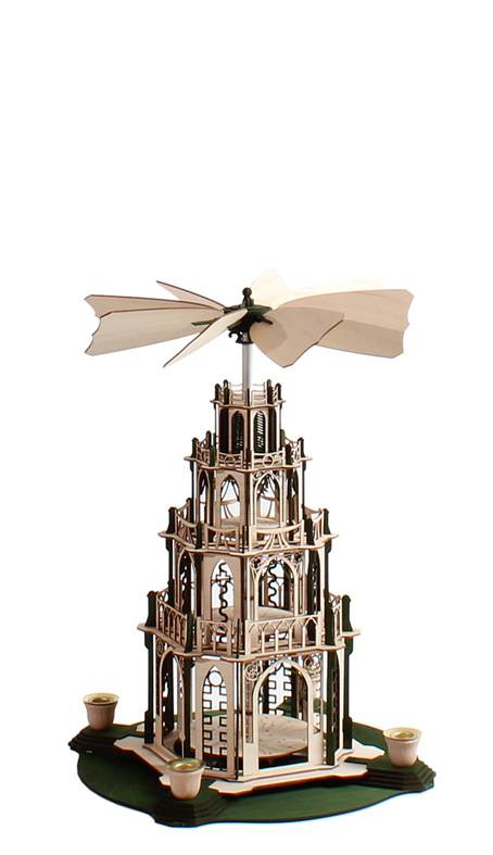 Bastelsatz gotische Weihnachtspyramide von DAMASU-Holzkunst Gotikpyramide Weihnachtspyramide selber machen Bausatz Seiffen Holzbausatz Kunstgewerbe Holzbastelset Gothicpyramide Pyramide gotische selber bauen Bastelsatz Wendeltreppe Bastelset Volkskunst Holzkunst DAMASU erzgebirgische Kirchenpyramide basteln Dompyramide Erzgebirge
