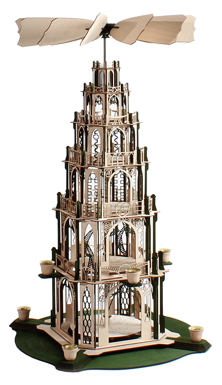 Bastelset Gotikpyramide von DAMASU-Holzkunst Bastelset Erzgebirge Holzkunst erzgebirgische Dompyramide Weihnachtspyramide Bastelsatz Gothicpyramide Gotikpyramide Pyramide DAMASU Bausatz Holzbastelset Holzbausatz Kirchenpyramide selber bauen basteln selber machen Wendeltreppe gotische Volkskunst Kunstgewerbe Seiffen
