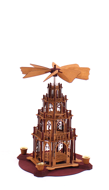 Bausatz gotische Weihnachtspyramide von DAMASU-Holzkunst Gothicpyramide Holzbausatz gotische Bausatz Bastelset Weihnachtspyramide selber machen Kunstgewerbe Kirchenpyramide Volkskunst Holzkunst Erzgebirge basteln selber bauen Pyramide Dompyramide erzgebirgische Holzbastelset Bastelsatz DAMASU Wendeltreppe Gotikpyramide Seiffen
