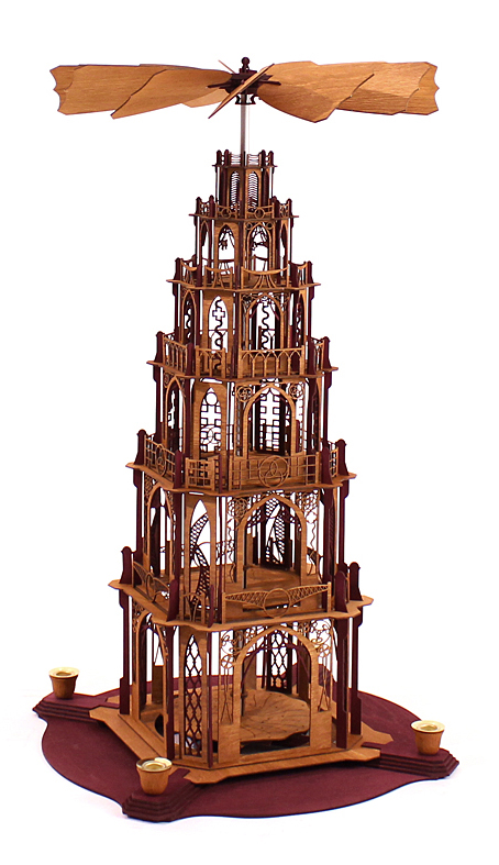 Bastelsatz gotische Weihnachtspyramide von DAMASU-Holzkunst Holzbastelset Wendeltreppe Gotikpyramide Kunstgewerbe selber machen Volkskunst basteln Holzkunst erzgebirgische Gothicpyramide Bastelset gotische Holzbausatz Bausatz Kirchenpyramide Bastelsatz Erzgebirge DAMASU Seiffen selber bauen Weihnachtspyramide Dompyramide Pyramide