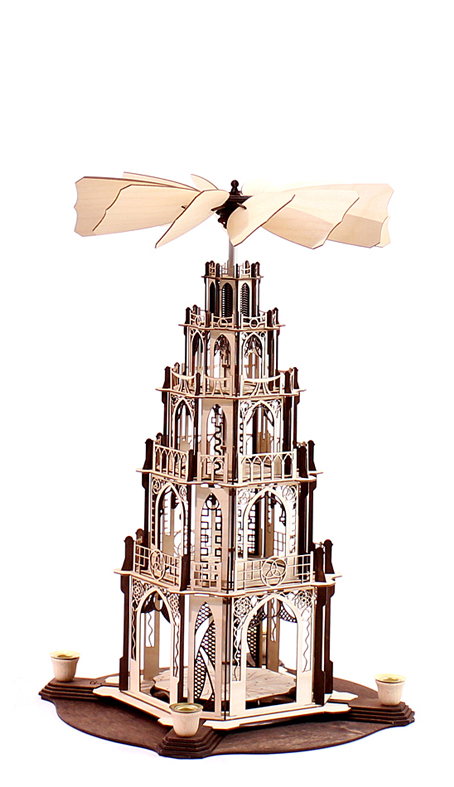 Bastelsatz gotische Weihnachtspyramide von DAMASU-Holzkunst Holzkunst Erzgebirge basteln Bastelsatz Seiffen gotische DAMASU Holzbausatz erzgebirgische selber bauen Weihnachtspyramide Volkskunst Bastelset Bausatz Dompyramide Kunstgewerbe Wendeltreppe Gothicpyramide selber machen Kirchenpyramide Pyramide Gotikpyramide Holzbastelset