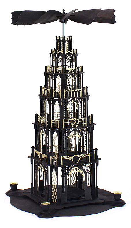 Bastelset Gotikpyramide von DAMASU-Holzkunst Volkskunst Holzbastelset Bastelsatz Holzkunst selber machen DAMASU basteln Holzbausatz Erzgebirge Bausatz Dompyramide Pyramide erzgebirgische Gothicpyramide Seiffen selber bauen Kunstgewerbe Wendeltreppe Bastelset Gotikpyramide gotische Weihnachtspyramide Kirchenpyramide
