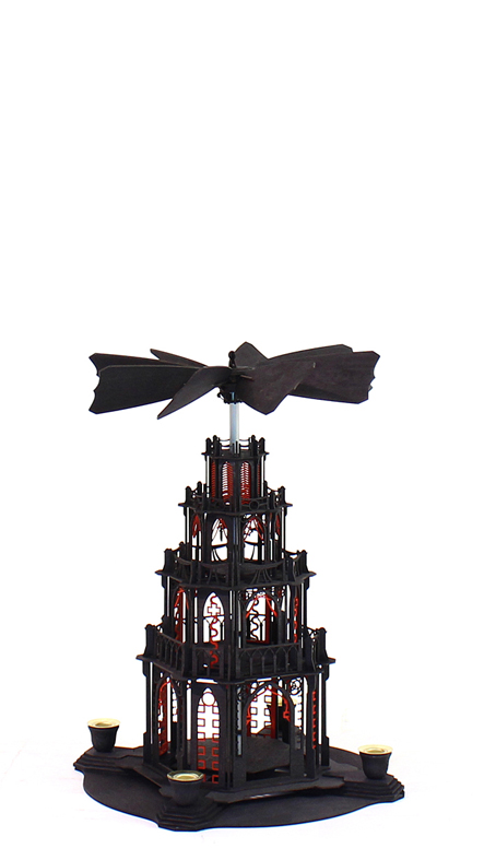 Holzbastelsatz gotische Weihnachtspyramide von DAMASU-Holzkunst Holzbastelset Dompyramide Wendeltreppe Gotikpyramide Seiffen Kirchenpyramide erzgebirgische basteln Pyramide Kunstgewerbe DAMASU Erzgebirge Holzkunst Weihnachtspyramide Gothicpyramide Holzbausatz selber bauen selber machen Bausatz Bastelsatz Volkskunst gotische Bastelset