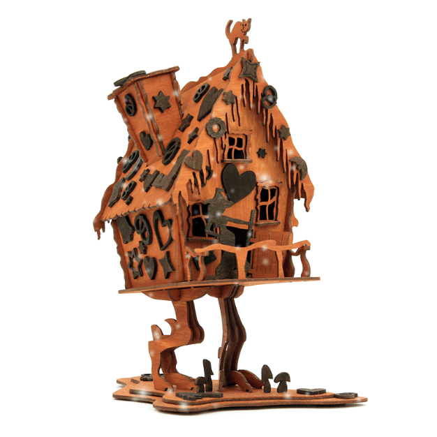 dunkelbraun, Hexenhaus, Pfefferkuchenhaus, Hänsel und Gretel, Babajaga, Räucherhaus, Rauchhaus, Bastelsatz, DAMASU, Erzgebirge, Holzkunst, Bastelset, selber bauen, Weihnachten, basteln, Seiffen
