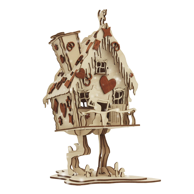 hellbraun, Hexenhaus, Pfefferkuchenhaus, Hänsel und Gretel, Babajaga, Räucherhaus, Rauchhaus, Bastelsatz, DAMASU, Erzgebirge, Holzkunst, Bastelset, selber bauen, Weihnachten, basteln, Seiffen