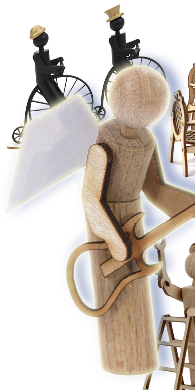 DAMASU Holzkunst Bastelset Kunstgewerbe Holzbausatz Bausatz Seiffen Erzgebirge Volkskunst erzgebirgische selber machen Engel Gründerzeitfiguren Bastelsatz Holzbastelset basteln