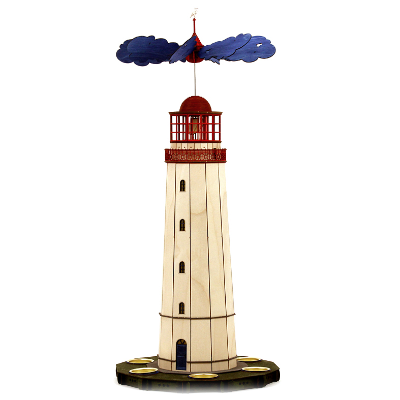 Leuchtturm, Dornbusch, Hiddensee, Meer, Pyramide, Weihnachtspyramide, Erzgebirgspyramide, Bastelpyramide, Selbstbaupyramide, Bastelsatz, DAMASU, Erzgebirge, Holzkunst, selber bauen, Weihnachten, basteln, Seiffen, Bastelset, Holzbausatz, Bausatz, Volkskunst