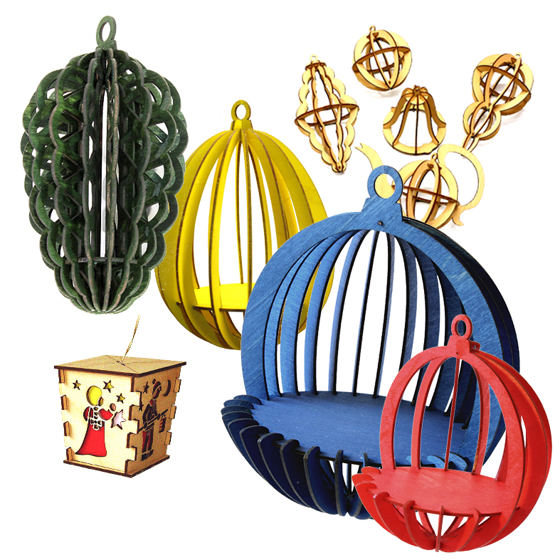 Weihnachtsbaumbehang, Kugeln, Glocken, Stern, Zapfen, Bastelsatz, DAMASU, Erzgebirge, Holzkunst, selber bauen, Weihnachten, basteln, Seiffen