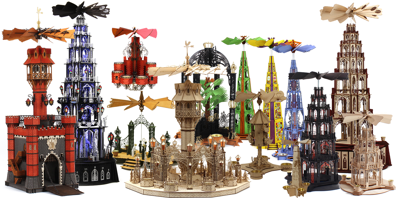Weihnachtspyramide, Gotikpyramide, Mondpyramide, Adventspyramide, bastel Weihnachten, Modellbau Geschäft, Stadttorpyramide, Stilpyramide, Dompyramide, Windmühle, Taubenschlag, Erzgebirgspyramide, Pyramide, Bastelsatz, DAMASU, Erzgebirge, Holzkunst, selber bauen, Weihnachten, basteln, Seiffen