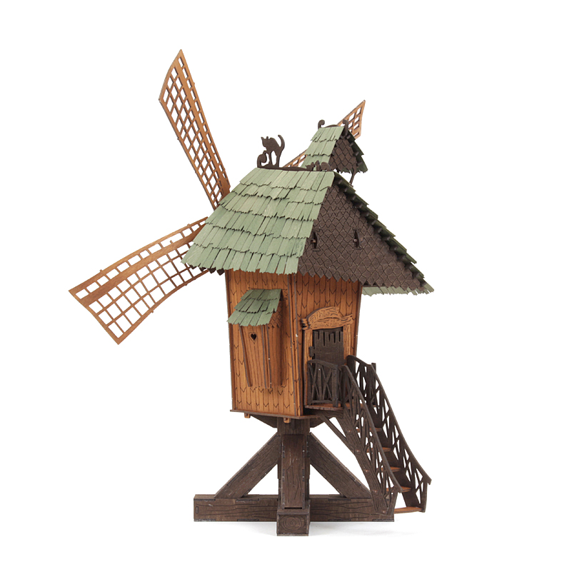 Die große Windmühle in Farbe. Windmühle Bockwindmühle Holländermühle Räucherhaus Räucherhäuschen basteln Bastelsatz Bausatz Bastelset selber machen Erzgebirge Seiffen Holzkunst Volkskunst DAMASU